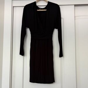 Tart Black Long-Sleeve Wrap-Style Dress